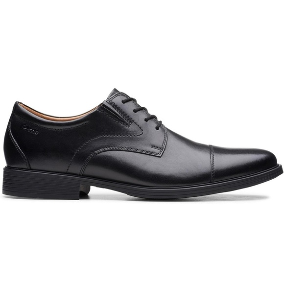 Clarks Black Leather Oxford Shoes with Polished Finish - Picture 2 of 7